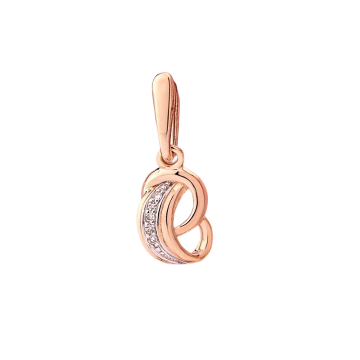 Pendant in red gold of 585 assay value with diamonds 
