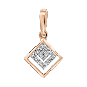 Pendant in red gold of 585 assay value with diamonds 