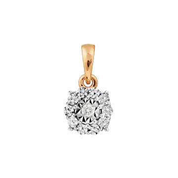 Pendant in red gold of 585 assay value with diamonds 