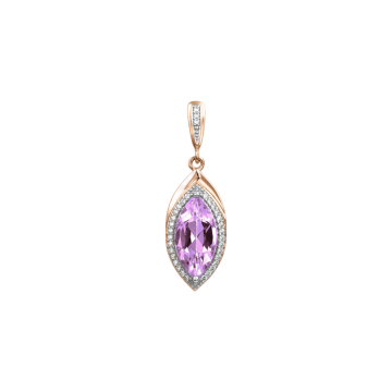 Pendant in red gold of 585 assay value with amethyst and zirconia 