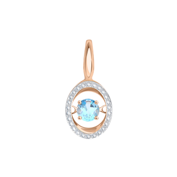 Pendant in 14K Red Gold with Dancing Topaz, zirconia 