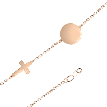 Armband aus Rotgold 585°и  mit Kreuz 