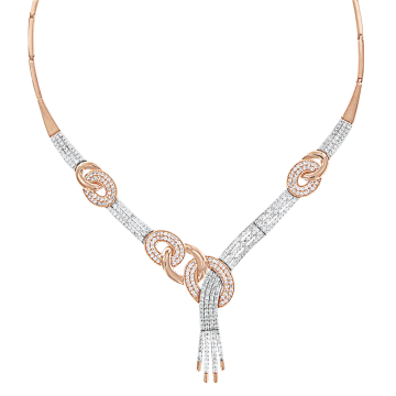 Necklace in red gold of 585 assay value with zirconia 