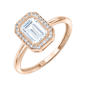 Lady´s ring in red gold of 585 assay value with zirconia 