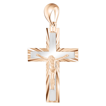 cross pendant made of 585° rose and white gold 