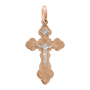 Kreuz Anhänger aus Rot/ Weißgold 585° mit Zirkonia 