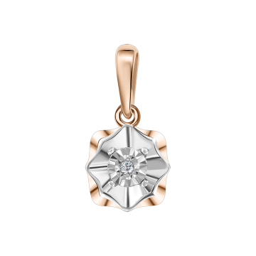 Pendant in red gold of 585 assay value with diamonds 