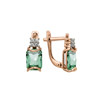 Серьги из красного золота 585 с ситаллом 