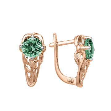 Серьги из красного золота 585 с ситаллом 
