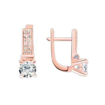 Серьги из красного золота 585 пробы с фианитами 