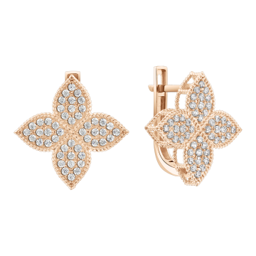 Серьги из красного золота 585 пробы с фианитами 