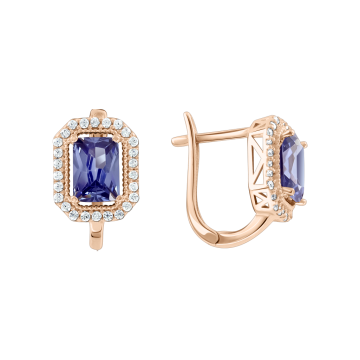 Серьги из красного золота 585 пробы с фианитами 