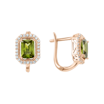Серьги из красного золота 585 пробы с фианитами 