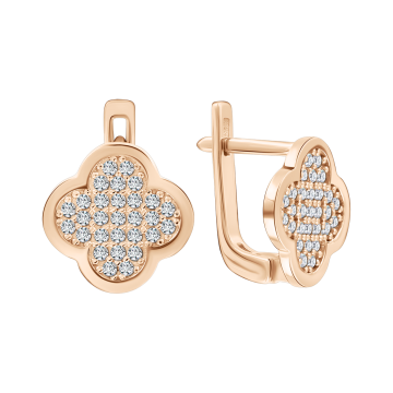 Серьги из красного золота 585 пробы с фианитами 