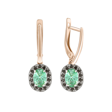 Серьги из красного золота 585 пробы с фианитами 