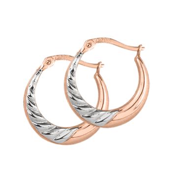 Earrings in red and white gold of 585 assay value 