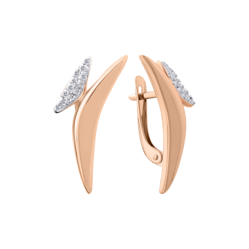 Серьги из красного золота 585 пробы с фианитами 