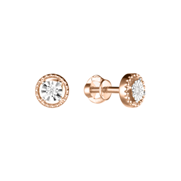 Earrings in red gold of 585 assay value with diamonds 