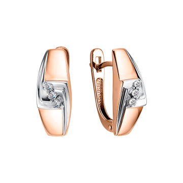 Earrings in red and white gold of 585 assay value with diamonds 