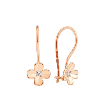 Kinder Ohrringe aus Rotgold 585° (14K) mit Zirkonia 