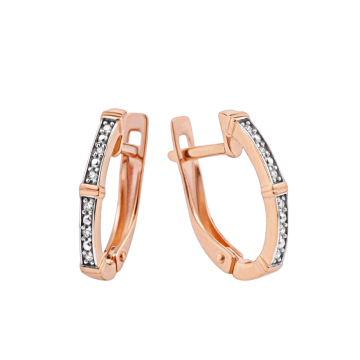 Серьги в красном золоте 585 пробы с бриллиантами 