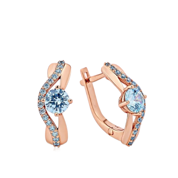 Серьги из красного золота 585 пробы с фианитами 