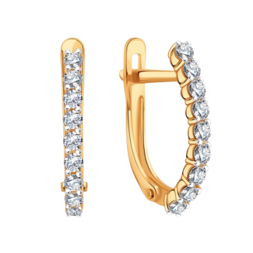 Серьги из красного золота 585 пробы с фианитами 