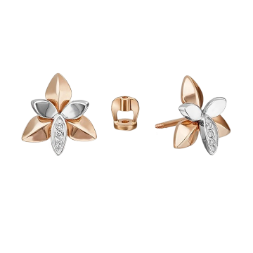 Earrings in red gold of 585 assay value with diamonds 