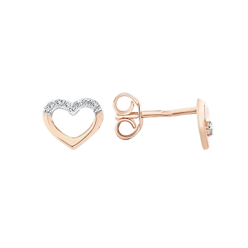 Earrings in red gold of 585 assay value with diamonds 