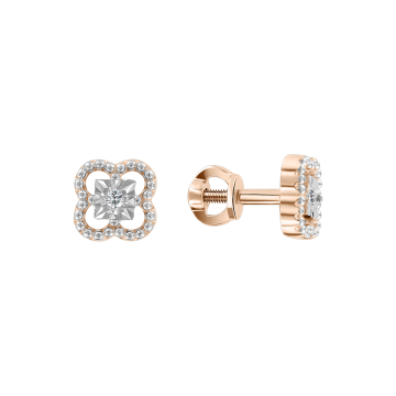 Earrings in red gold of 585 assay value with diamonds 