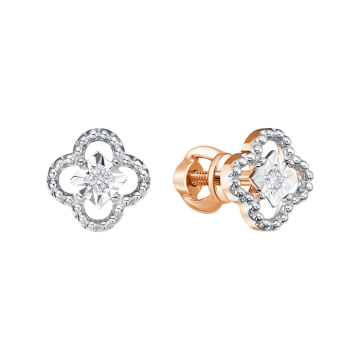 Earrings in red gold of 585 assay value with diamonds 