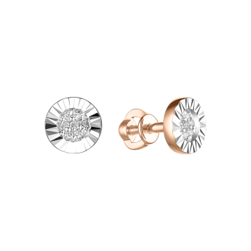 Earrings in red gold of 585 assay value with diamonds 