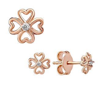 Серьги из красного золота 585 пробы с фианитами 