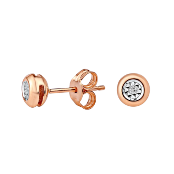 Earrings in red and white gold of 585 assay value with diamonds 