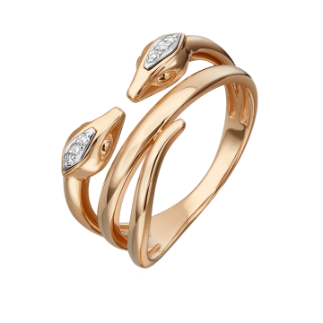 Lady´s ring in red gold of 585 assay value with diamonds 