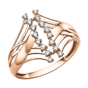 Lady´s ring in red gold of 585 assay value with zirconia 