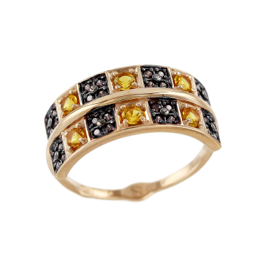 Lady´s ring in red gold of 585 assay value with zirconia 