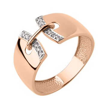 Lady´s ring in red gold of 585 assay value with zirconia 