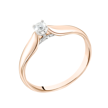 Lady´s ring in red gold of 585 assay value with diamonds 