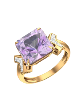 Lady´s ring in red gold of 585 assay value with zirconia, amethyst 