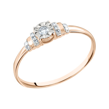 Damenring aus Rotgold 585° mit Brillanten 