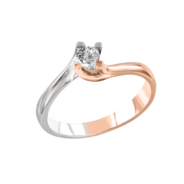 Lady´s ring in red gold of 585 assay value with diamonds 