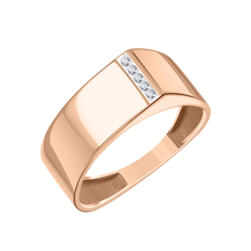 Lady´s ring in red gold of 585 assay value with zirconia 