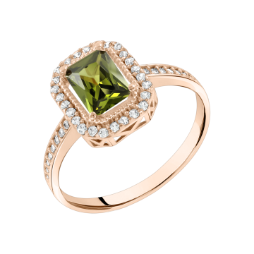 Lady´s ring in red gold of 585 assay value with zirconia 