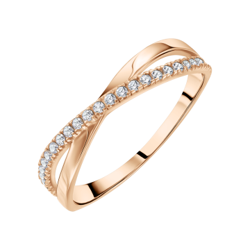 Lady´s ring in red gold of 585 assay value with zirconia 