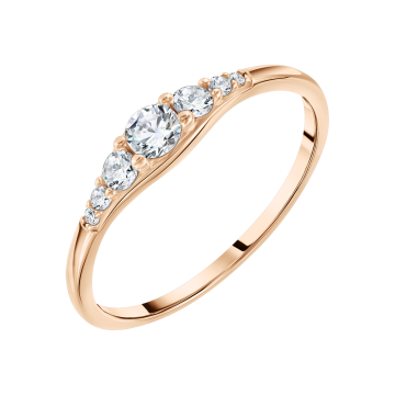 Damenring aus Rotgold 585° mit Zirkonia 