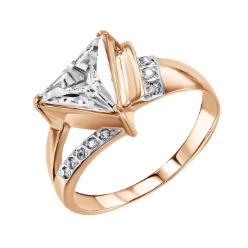 Lady´s ring in red gold of 585 assay value with zirconia 