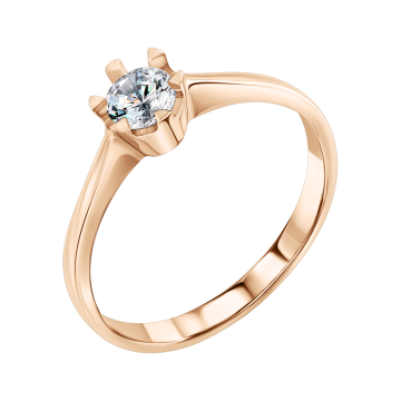 Lady´s ring in red gold of 585 assay value with zirconia 