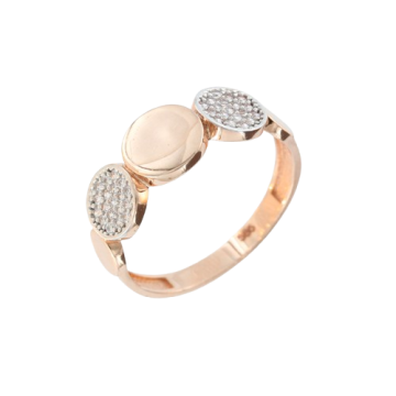 Lady´s ring in red gold of 585 assay value with zirconia 