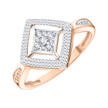 Lady´s ring in red gold of 585 assay value with zirconia 